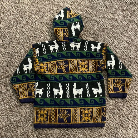 Ruminahui alpaca wool cardigan jacket, kids size Large, hooded - Picture 2 of 6